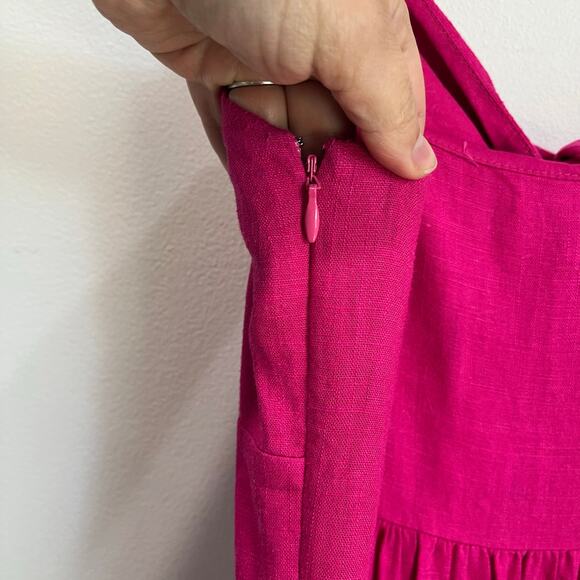 Loft Pink Sleeveless Midi Dress Size 2 Bow Front Tiered Coquette Barbiecore - Picture 9 of 10